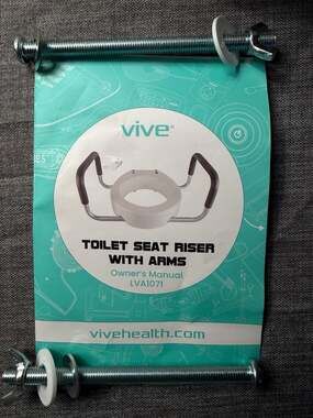 Vive Toilet Seat Riser with Padded Arms - 3.5 Inch Elevated Elongated Toilet Sea